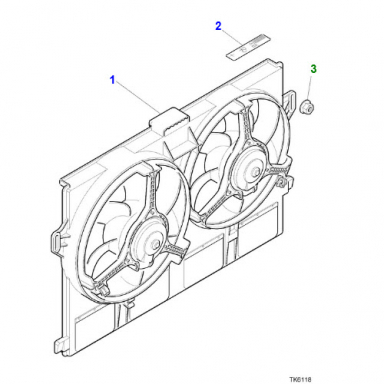 USED COOLING FAN MOTOR AND COWL ASSEMBLY TWIN FAN, INCLUDES MODULE
