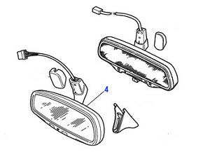 USED INTERIOR REAR VIEW MIRROR HAS 8 WIRES - WHITE CONNECTOR HJD3134AC