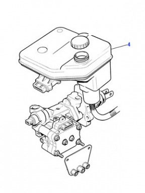 USED FLUID RESERVOIR ON TOP OF THE ABS BRAKE ACTUATOR  JLM1584
