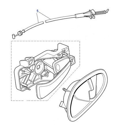Used Cable for Inside Right Rear Door Handle, Fits 2000-2008