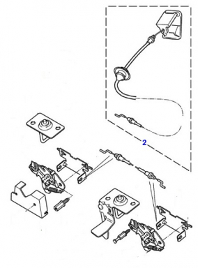 USED HOOD RELEASE LEVER AND PRIMARY CABLE ASSEMBLY  XR826347